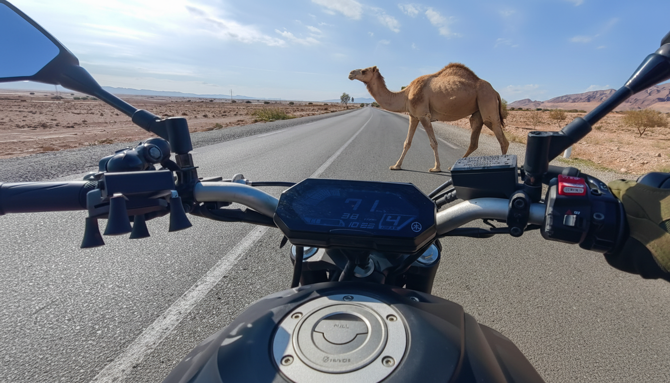 Chameau du désert sur la route